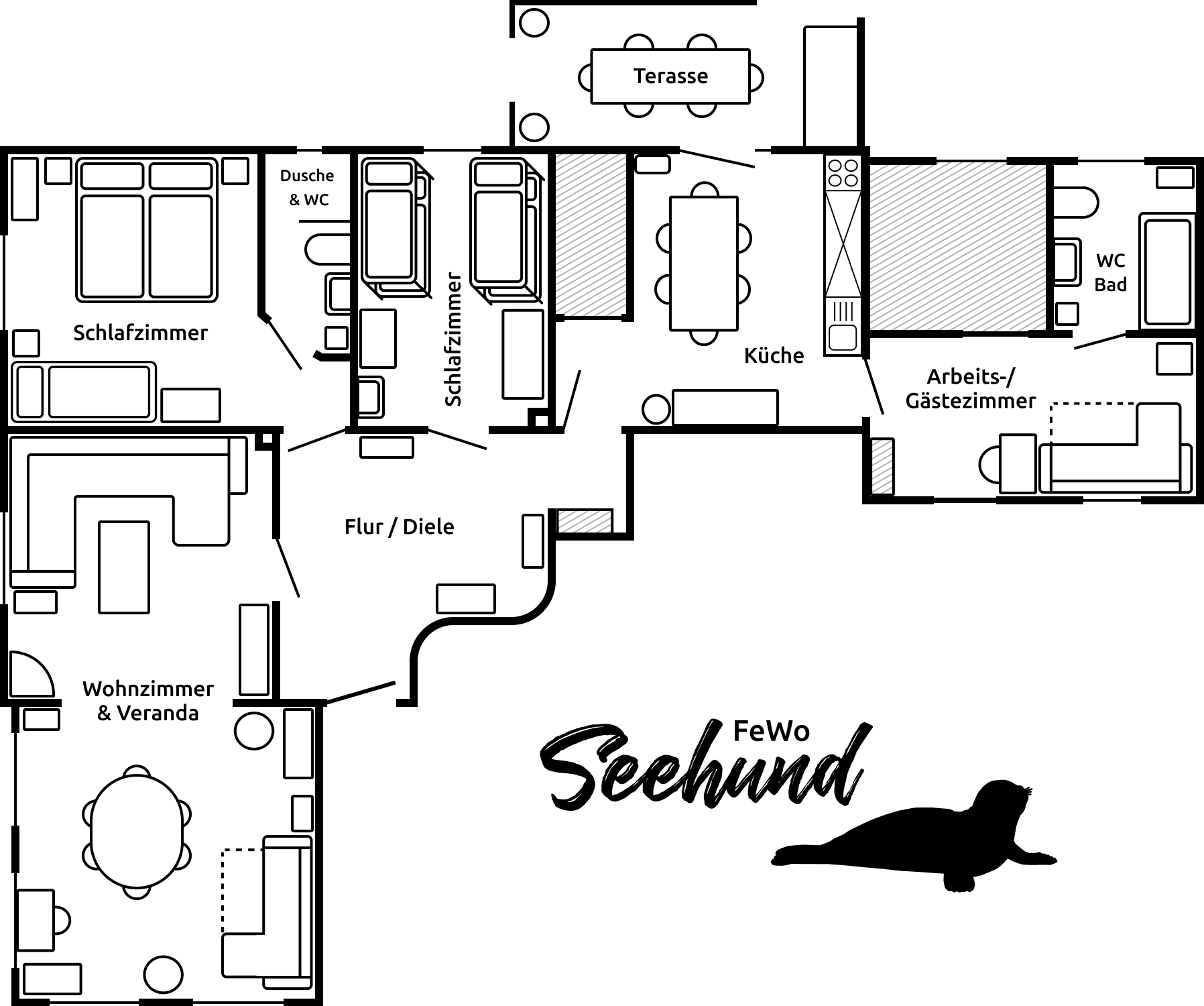 Grundriss der Ferienwohnung Seehund