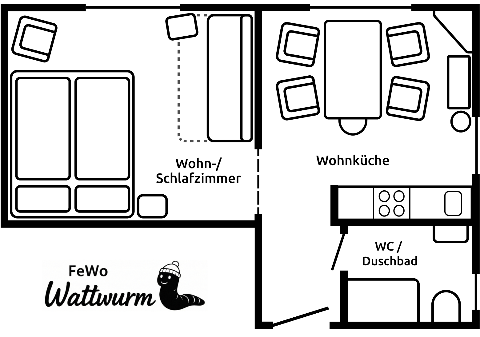 Grundriss der Ferienwohnung Wattwurm